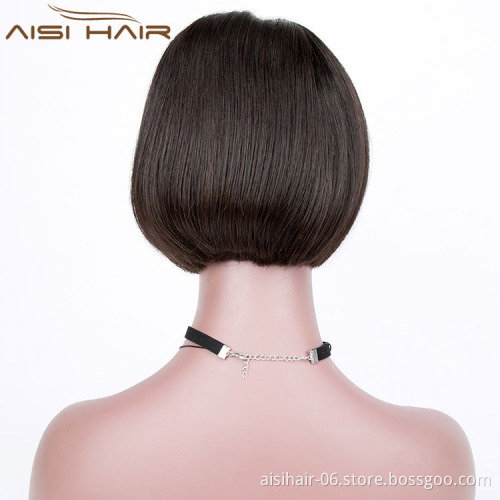Aisi Hair Wholesale 10a Grade Peruvian Hair in China 8 Inch Full Lace Bob Wigs For Black Women